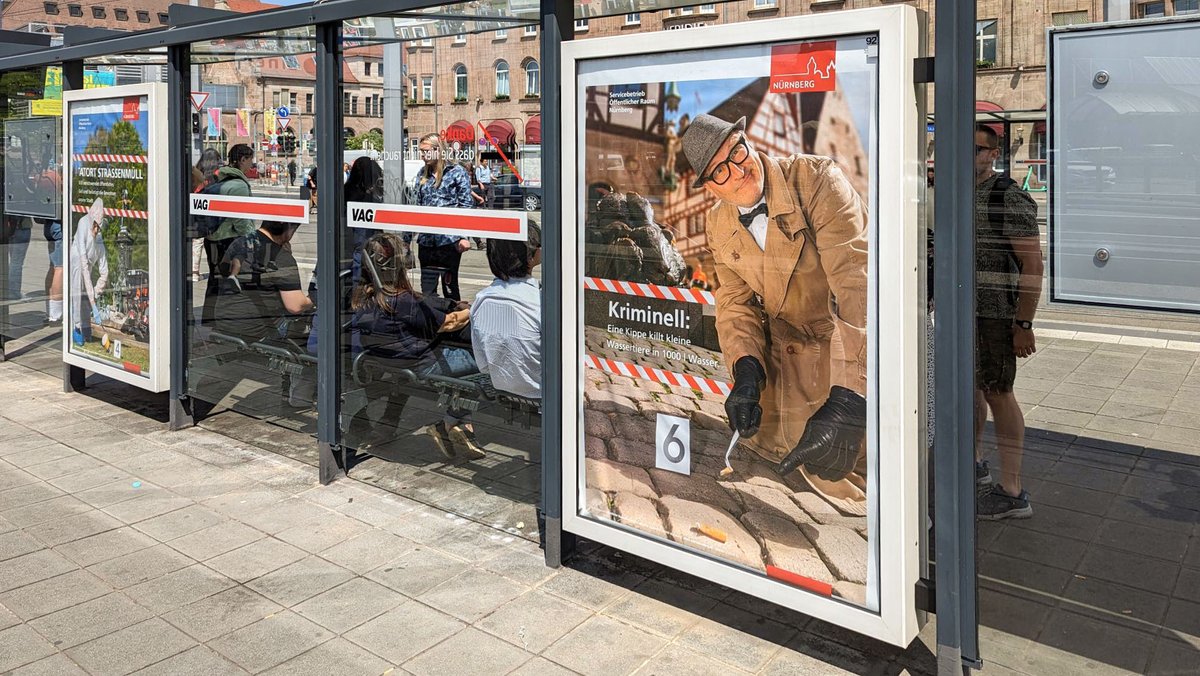 Plakatkampagne gegen Straßenmüll in Nürnberg.