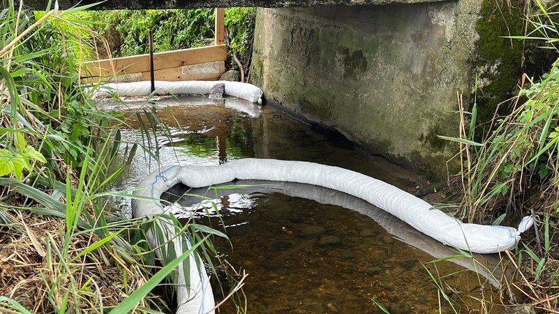 Ölsperren im Moosbach | Bild: BR / Diethard Kühne Ölsperren im Moosbach