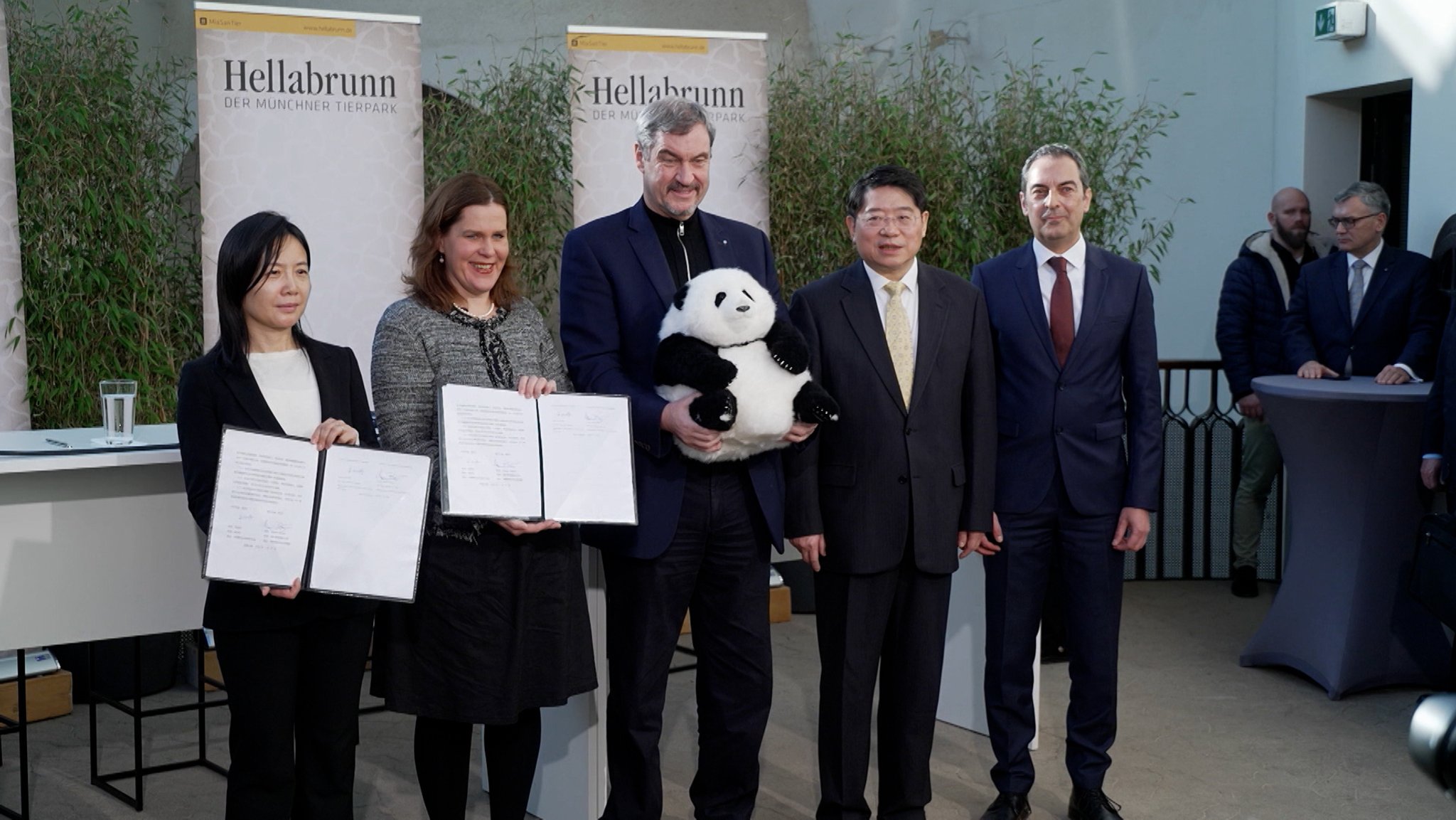 Die Tiere kommen als Leihgabe der Volksrepublik China. Spätestens 2028 sollen sie einziehen, sagte Ministerpräsident Söder. | Bild: Bayerischer Rundfunk 2026 Die Tiere kommen als Leihgabe der Volksrepublik China. Spätestens 2028 sollen sie einziehen, sagte Ministerpräsident Söder.