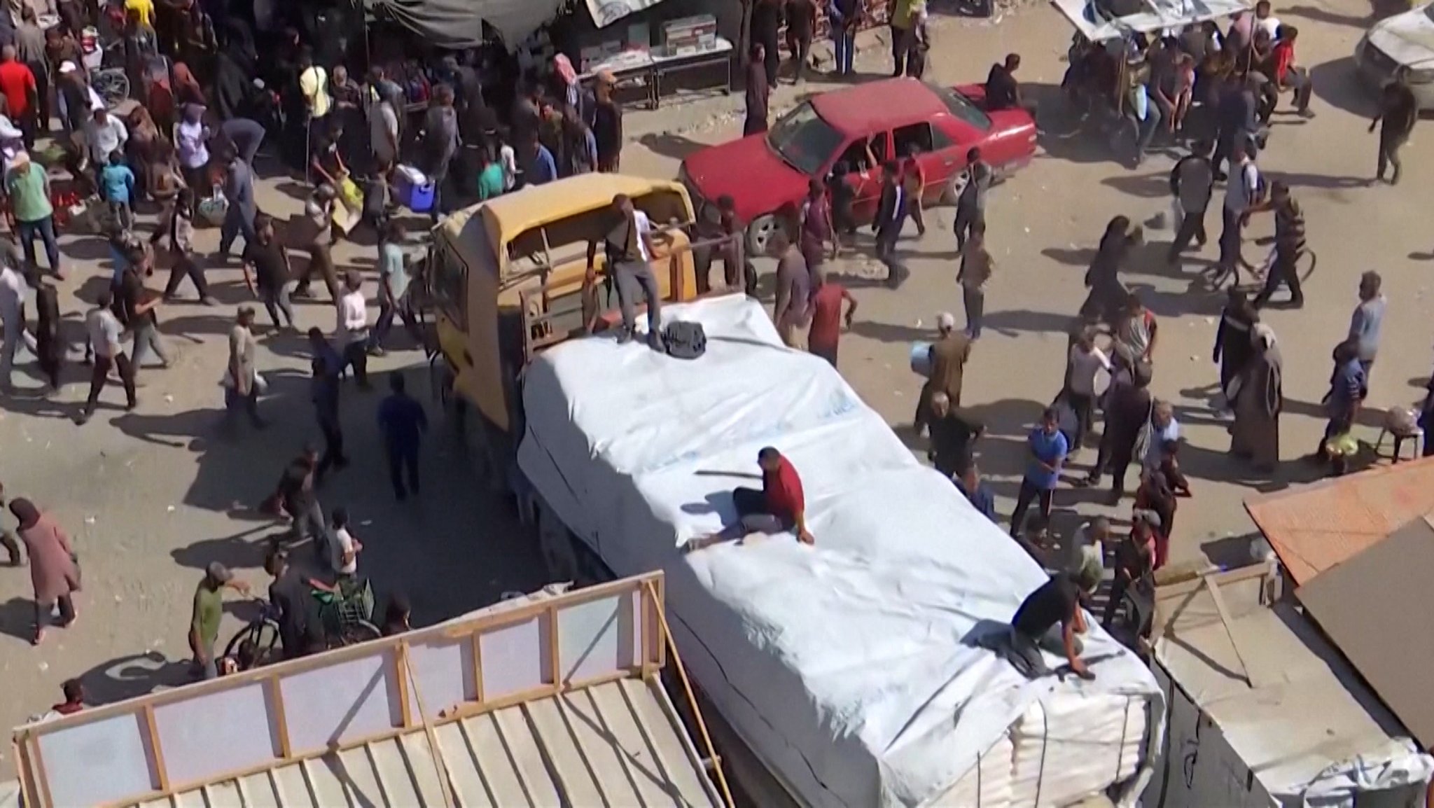 Ankunft von Hilfsgütern