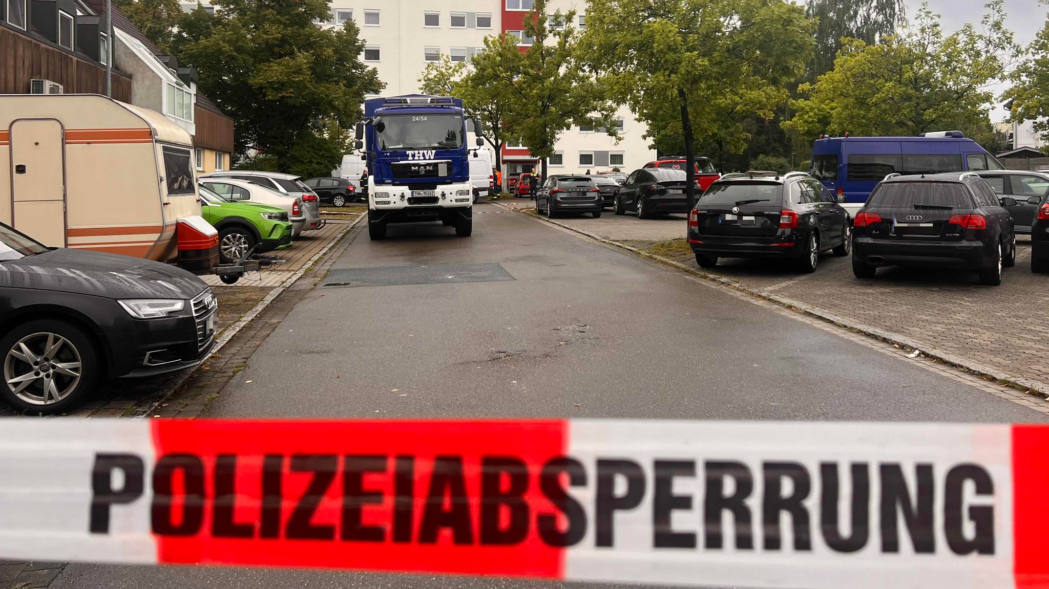 Polizeiabsperrung am Tatort in Schwabach