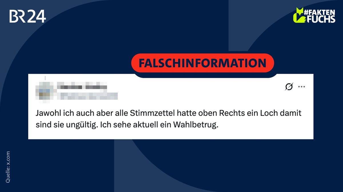 Ein Post auf X verbreitet falsche Informationen über Stimmzettel, die für die Nutzung von Sehbehinderten-Schablonen eine Markierung haben.