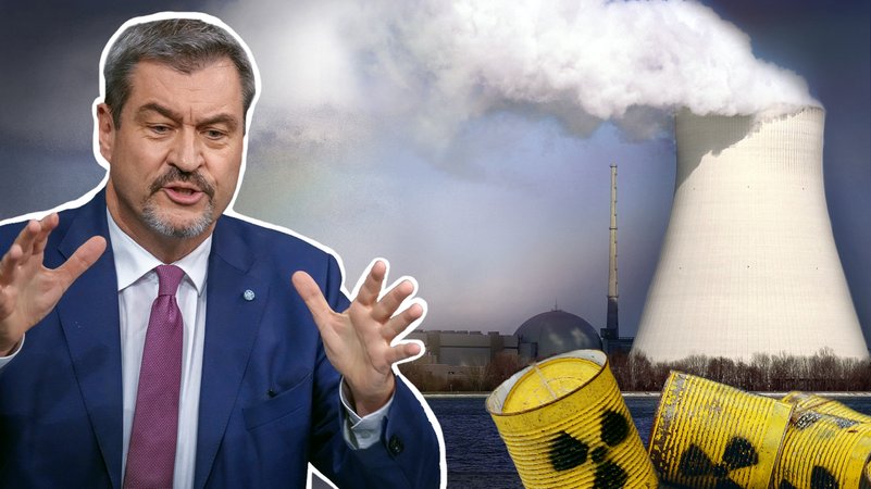 Collage: Ministerpräsident Markus Söder, Atomkraft | Bild: BR Collage: Ministerpräsident Markus Söder, Atomkraft