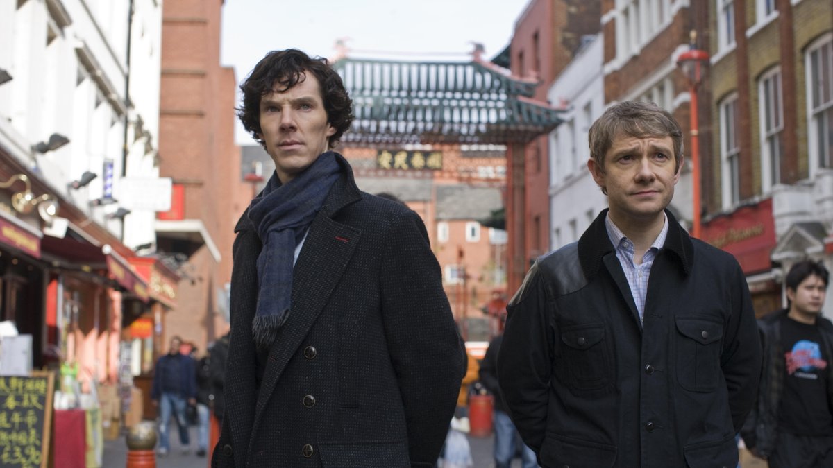 Die beste Holmes Verfilmung der jüngeren Zeit: Holmes (Benedict Cumberbatch, l.) und Dr. Watson (Martin Freeman) in der BBC-Serie "Sherlock".