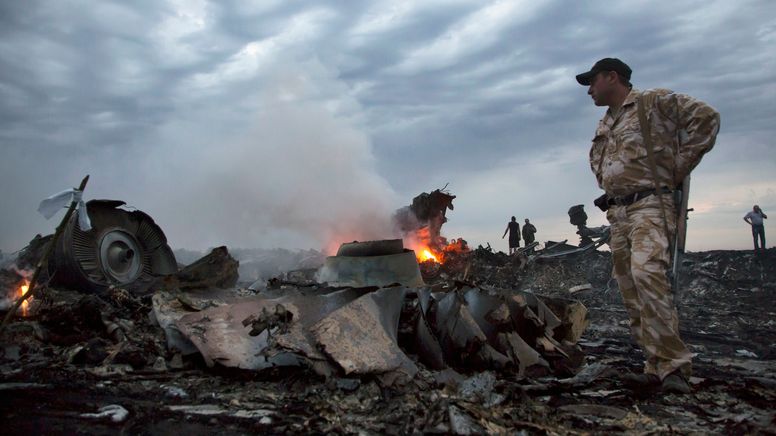 Die Absturzstelle nach dem MH17-Abschuss, aufgenommen am 17.07.14. | Bild:pa/AP Photo/Dmitry Lovetsky