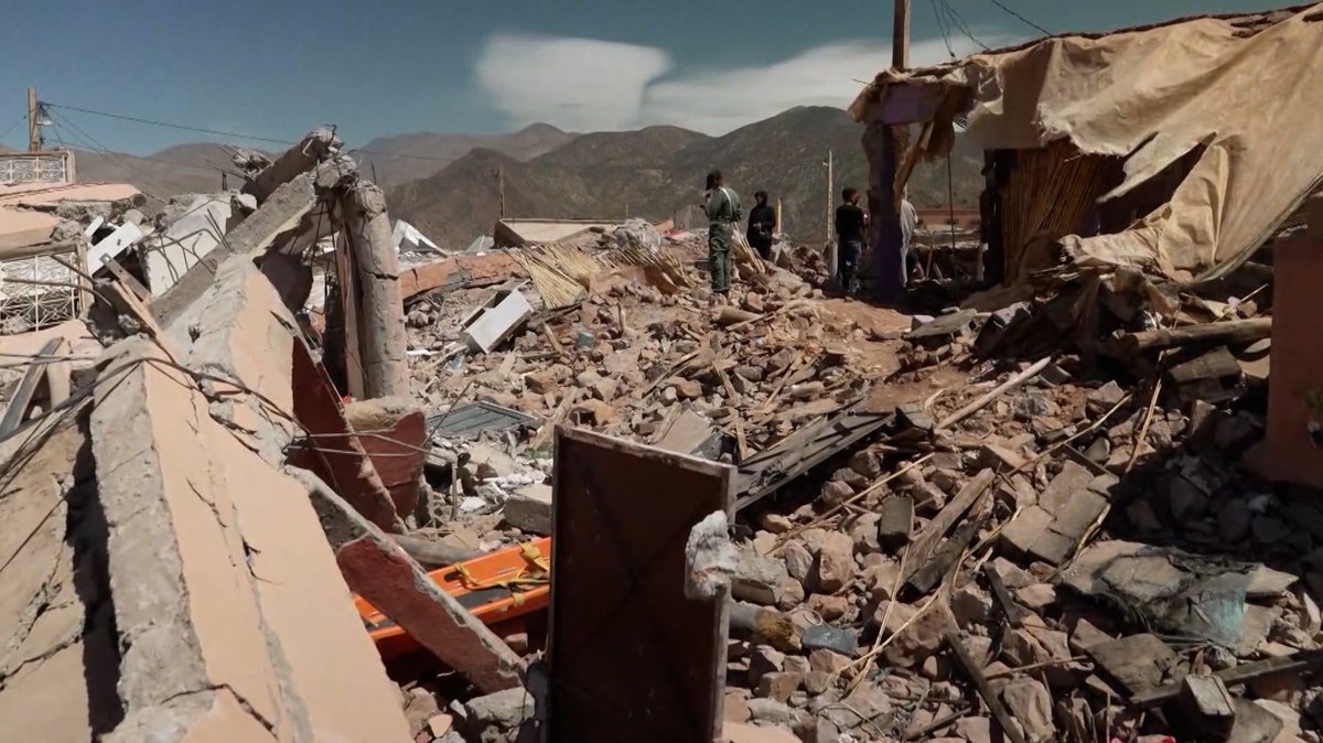 Vom Erdbeben zerstörte Gebäude in Marokko