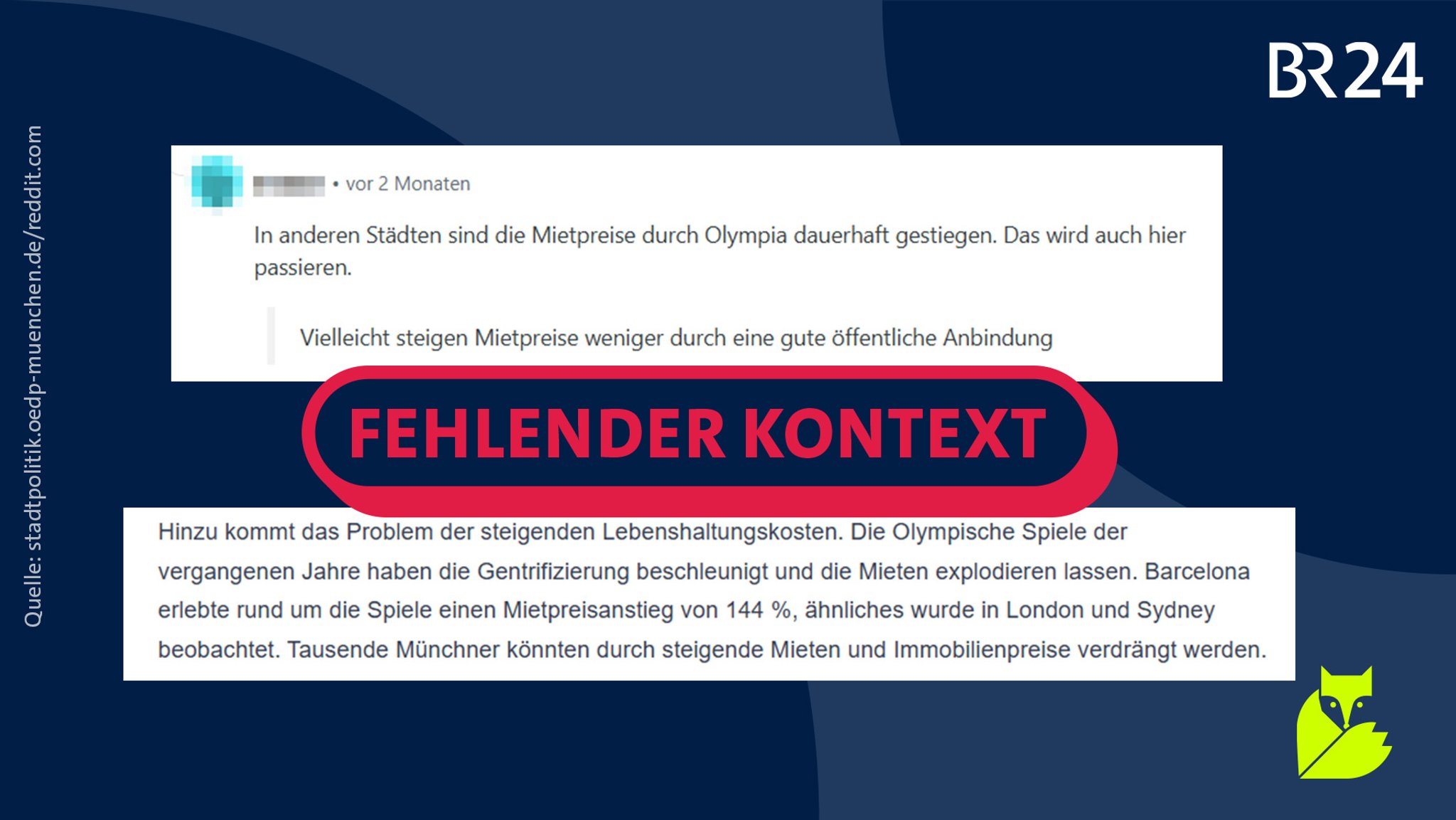 Screenshots mit Behauptungen, darüber der Stempel "Fehlender Kontext".