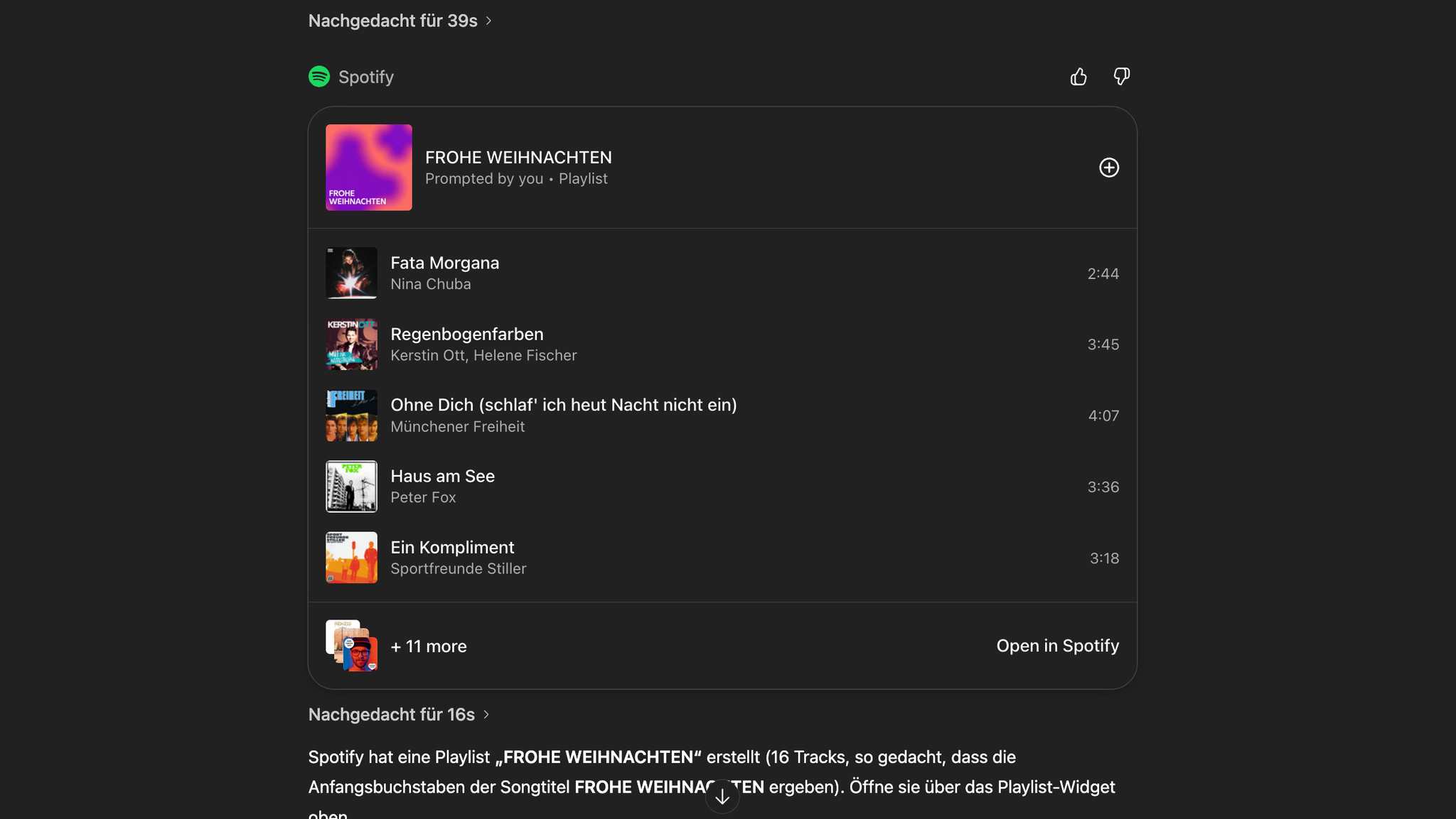 Screenshot Spotify "FROHE WEIHNACHTEN"