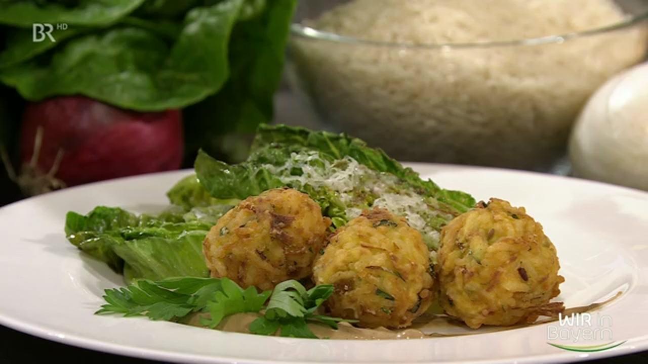 Zucchini-Reis-Bällchen mit schwarzer Knoblauch-Remoulade : Zucchini ...