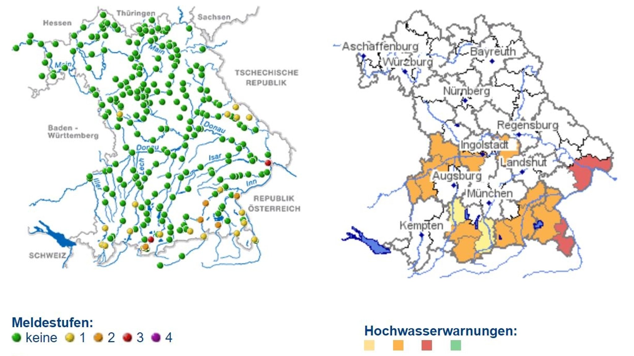 In Passau liegt der letzte Messwert von 09:45 Uhr bei 7,76 Meter. 