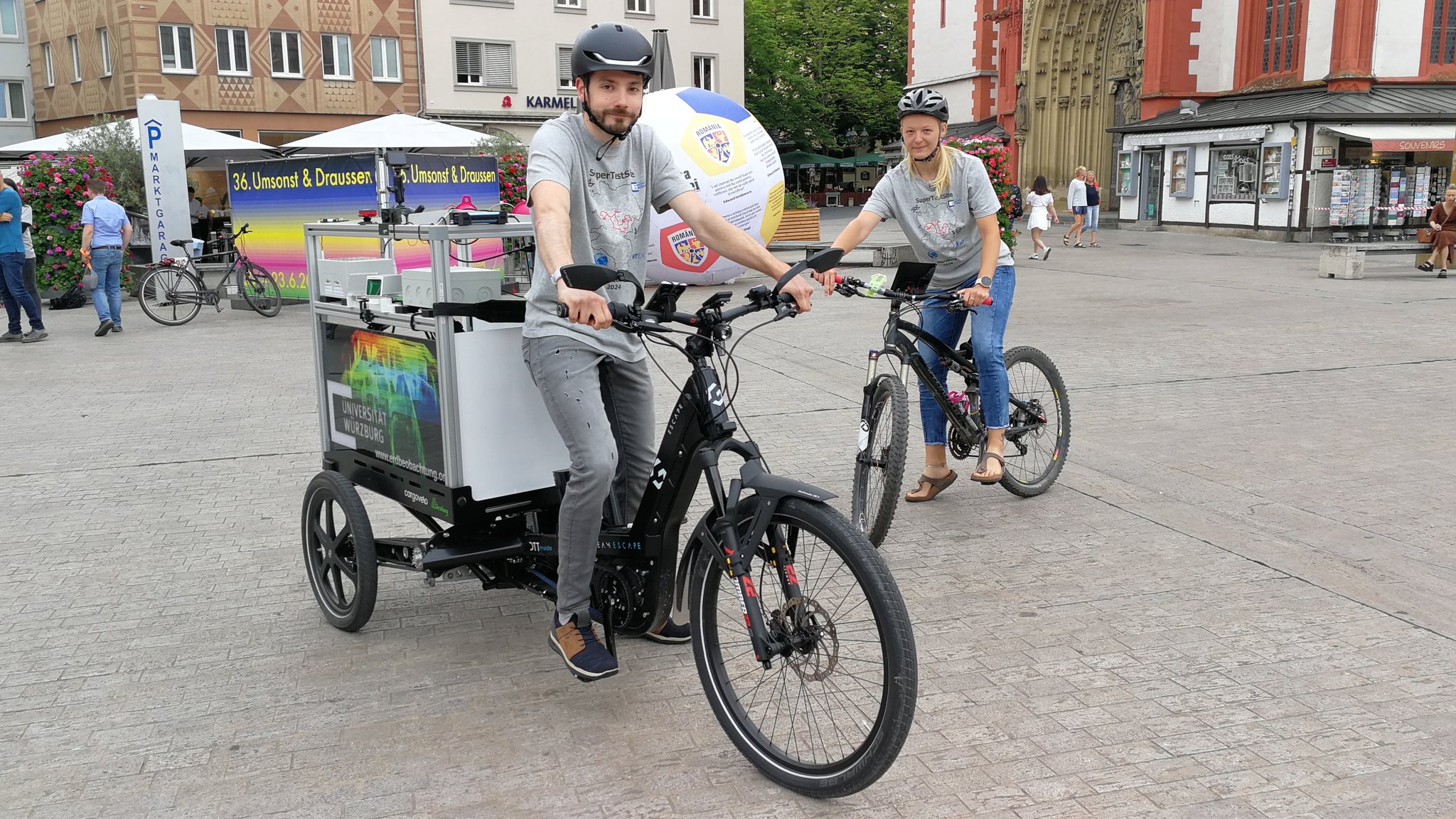 Das Test-Lastenrad mit Sensoren für Temperatur, Feuchtigkeit oder die Luftqualität ist in Würzburg unterwegs.