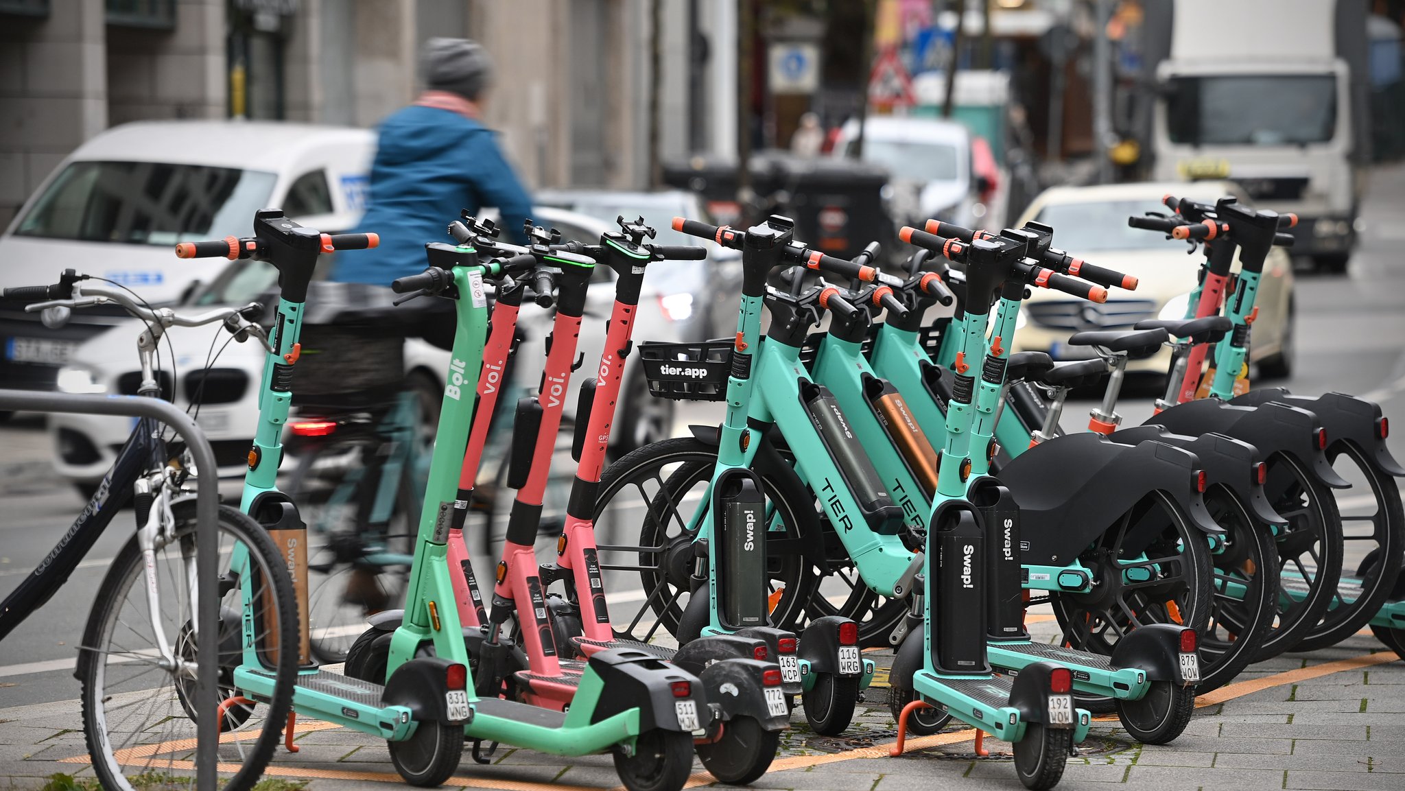 E-Scooter im Münchner Stadtzentrum. 