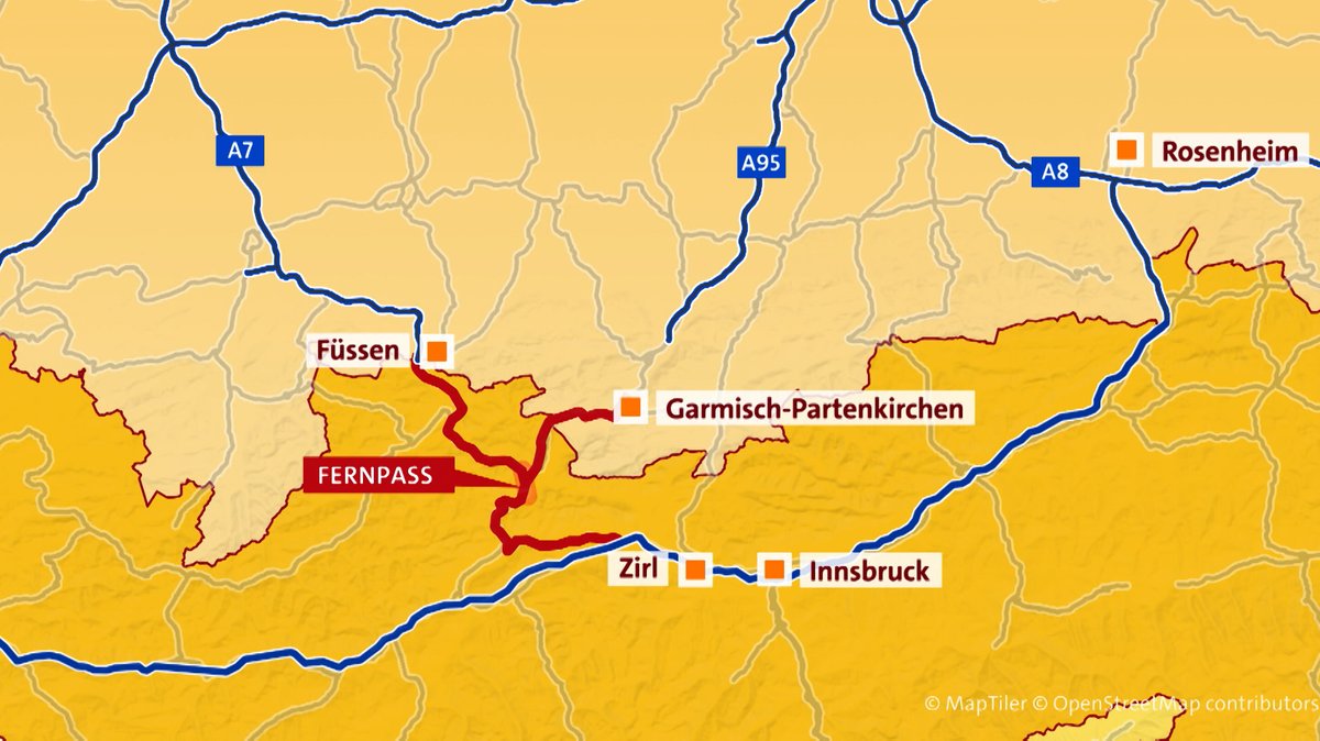 Der Fernpass gehört mit täglich bis zu 30.000 Fahrzeuge zu einer der meistbefahrenen Alpenpassrouten. 