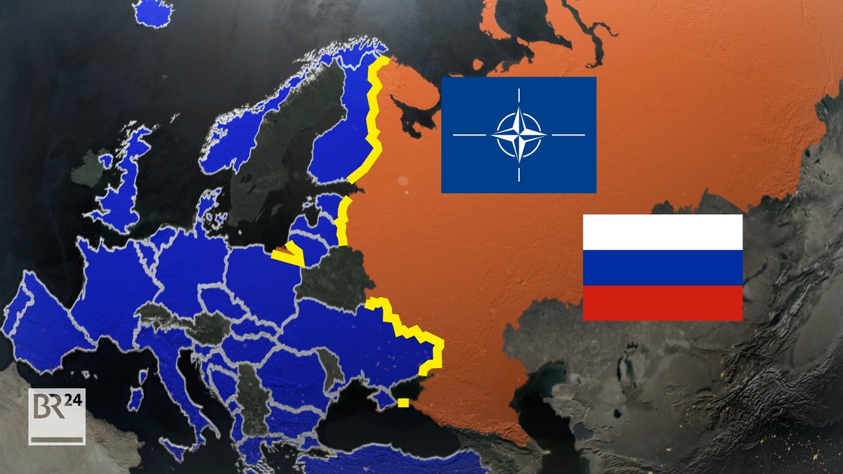 Eine grafische Darstellung der Nato-Staaten und deren Grenzen zu Russland.