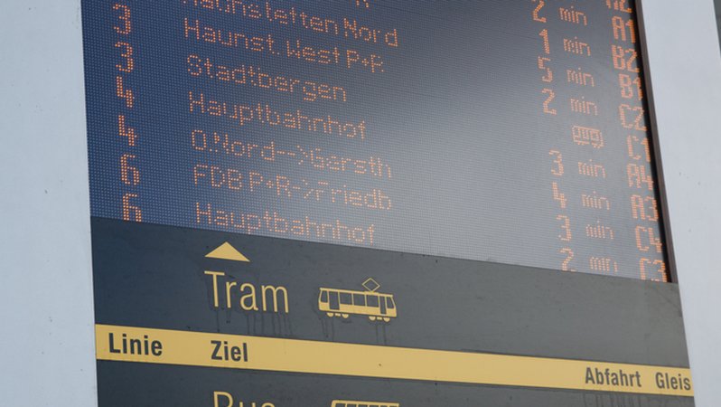 Tram-Anzeigetafel in Augsburg