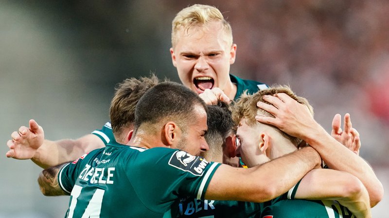 Spieler des SSV Jahn Regensburg feiern den direkten Wiederaufstieg | Bild: picture-alliance/dpa Spieler des SSV Jahn Regensburg feiern den direkten Wiederaufstieg