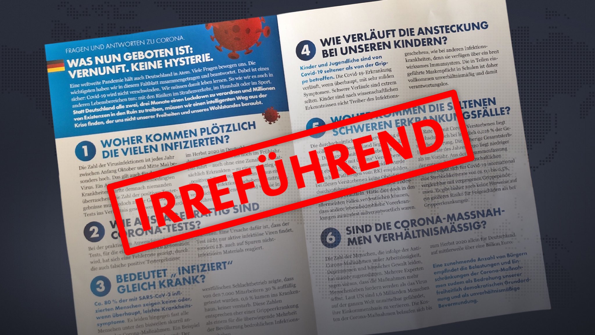 Foto des AfD-Flyers "Corona. Wie groß ist die Gefahr wirklich?" 