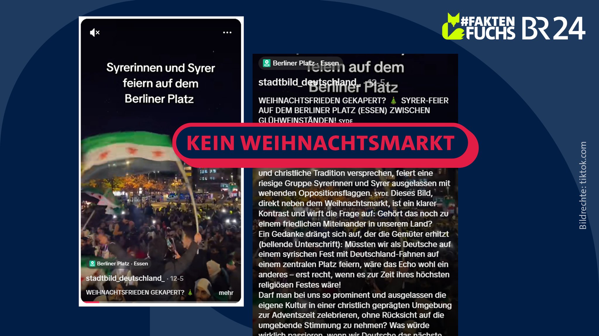 Screenshots eines Videos und der Caption, darüber der Stempel "Kein Weihnachtsmarkt" | Bild: tiktok.com; Montage: BR Screenshots eines Videos und der Caption, darüber der Stempel "Kein Weihnachtsmarkt"