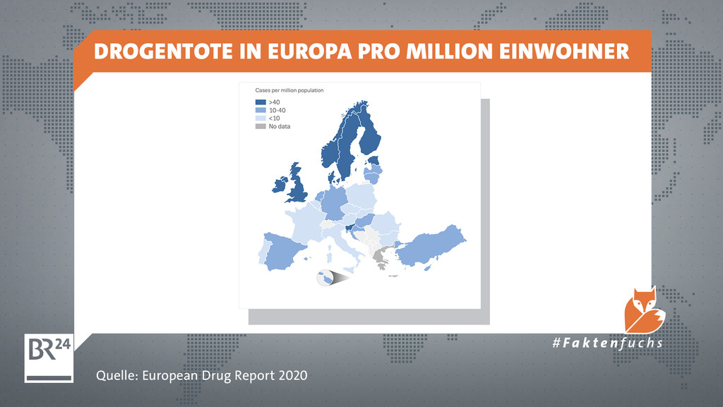 Grafik 8: Im Verhältnis Drogentote pro Million Einwohner führen die skandinavischen Länder, Irland und Slowenien die EU-Statistik an.