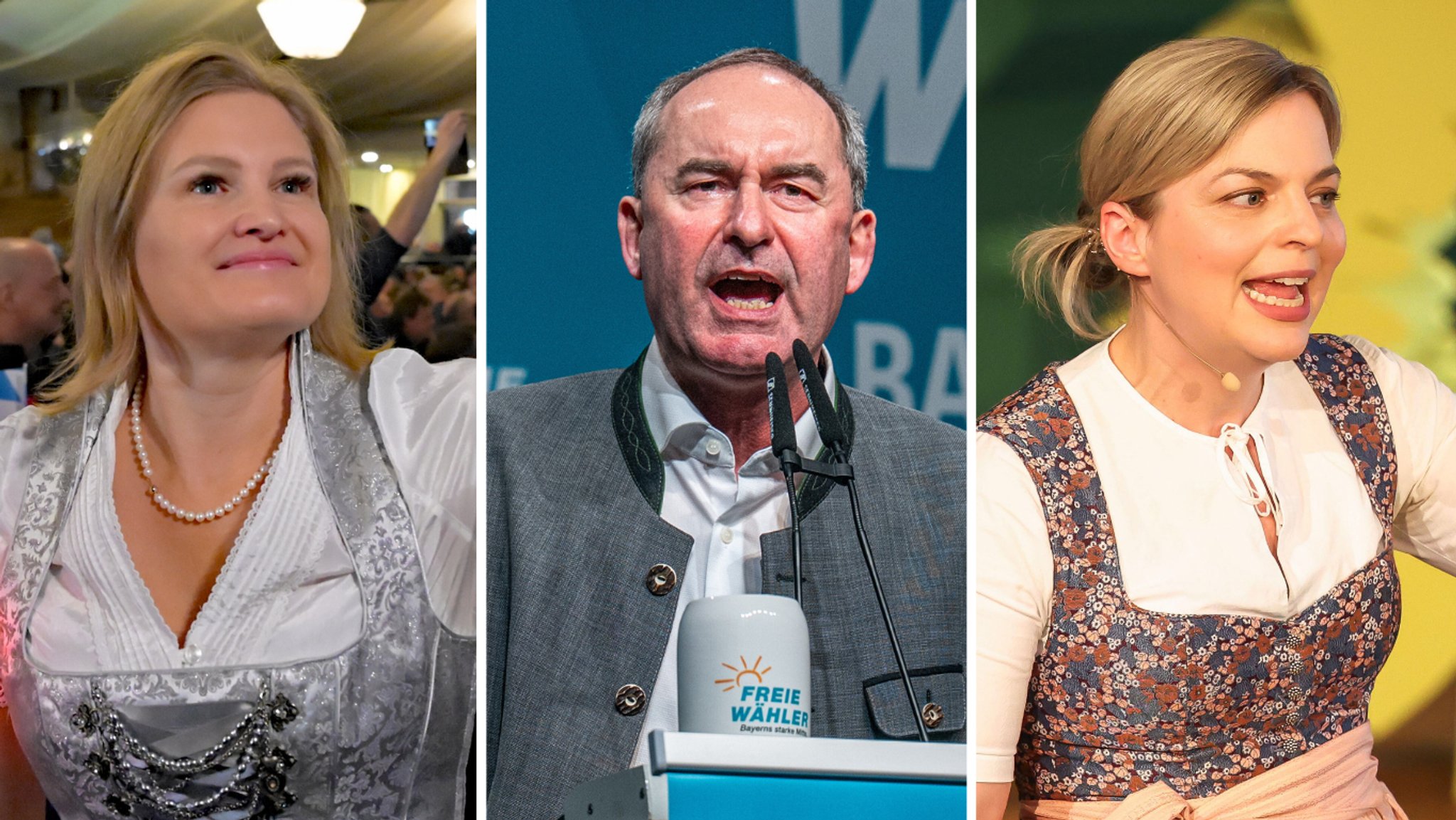 Schonten sich nicht: AfD-Fraktionschefin Katrin Ebner-Steiner, FW-Chef Hubert Aiwanger, Grünen-Fraktionschefin Katharina Schulze (von links).