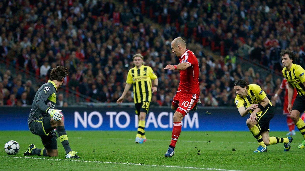 Arjen Robben (FC Bayern) beim Siegtor im Champions-League-Finale 2013 gegen Borussia Dortmund