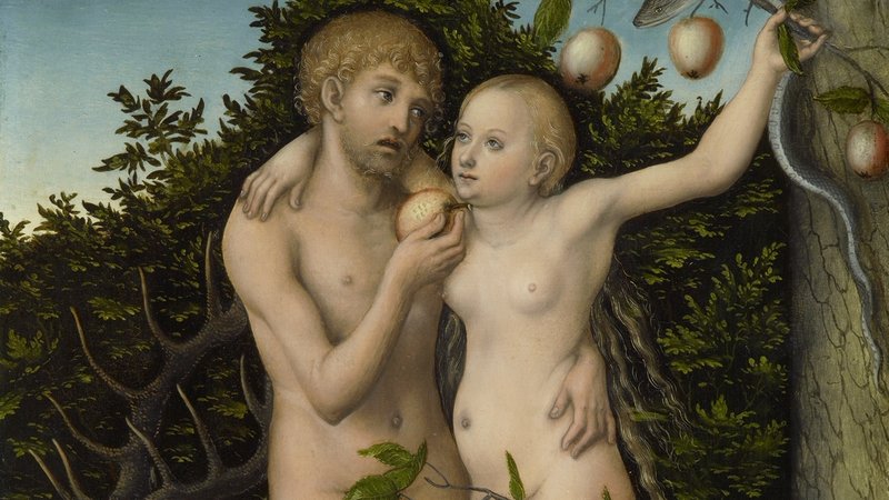 Lucas Cranach d. Ä. (1472-1553) - Adam und Eva (Der Sündenfall) (Ausschnitt)
- Ausstellung: Verdammte Lust! Kirche. Körper. Kunst im Diözessanmuseum Freising