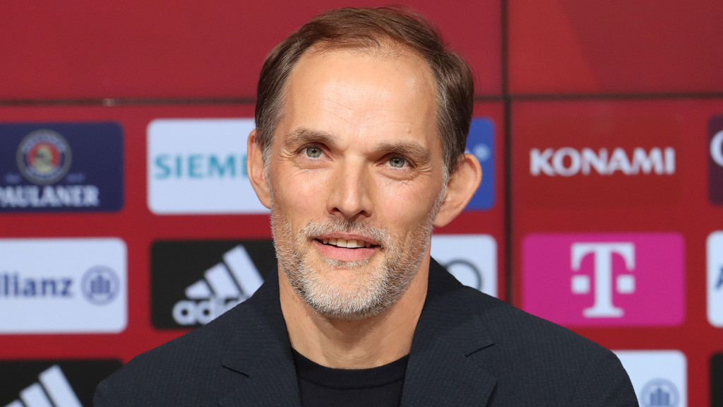 Thomas Tuchel bei seiner Präsentation als neuer Trainer des FC Bayern München | Bild: picture alliance / firo Sportphoto | Marcel Engelbrecht Thomas Tuchel bei seiner Präsentation als neuer Trainer des FC Bayern München