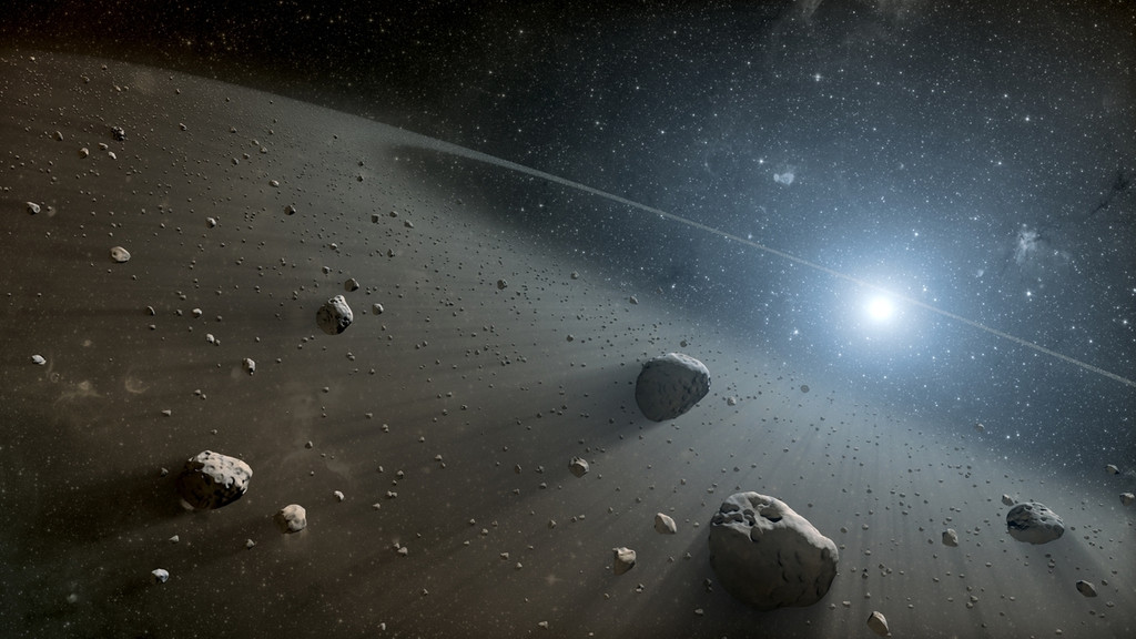 grafische Dastellung des Asteroidengürtels um die Sonne