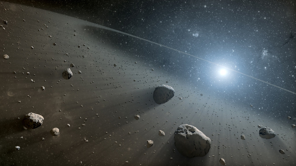 grafische Dastellung des Asteroidengürtels um die Sonne