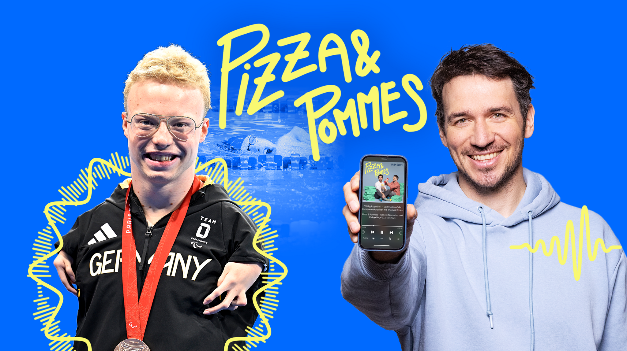 Josia Topf war im BR24Sport-Podcast "Pizza & Pommes" mit den Hosts Felix Neureuther und Philipp Nagel zu Gast | Bild: BR Josia Topf war im BR24Sport-Podcast "Pizza & Pommes" mit den Hosts Felix Neureuther und Philipp Nagel zu Gast
