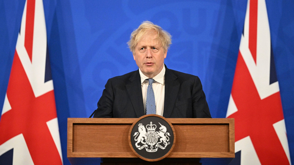 Boris Johnson, damals Premierminister von Großbritannien, spricht während einer Pressekonferenz in der Downing Street. (25.05.2022) 