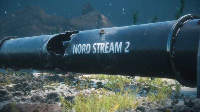 Illustration einer beschädigten Nord-Stream 2 in der Ostsee. | Bild: stock.adobe.com/Framestock Illustration einer beschädigten Nord-Stream 2 in der Ostsee.