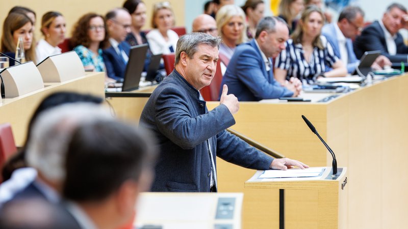 Ministerpräsident Markus Söder spricht in der 27. Plenarsitzung des Bayerischen Landtags | Bild: picture alliance/dpa | Matthias Balk Ministerpräsident Markus Söder spricht in der 27. Plenarsitzung des Bayerischen Landtags