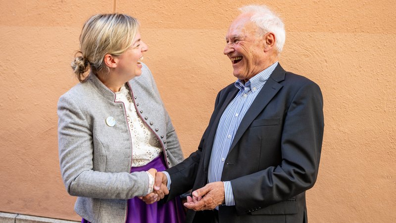 Erwin Huber, ehemaliger CSU-Chef, und Katharina Schulze, Fraktionschefin der Grünen in Bayern | Bild: picture alliance/dpa | Armin Weigel Erwin Huber, ehemaliger CSU-Chef, und Katharina Schulze, Fraktionschefin der Grünen in Bayern
