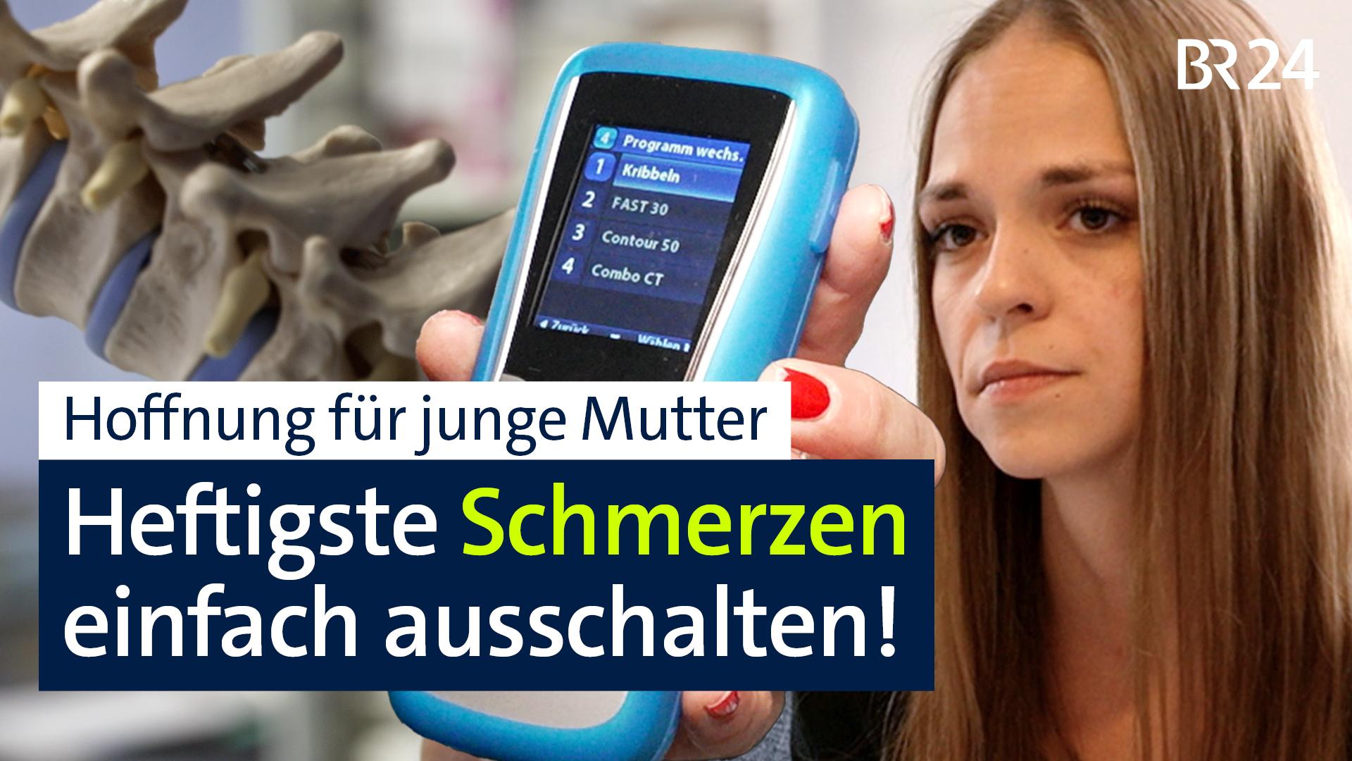 Schmerzpatientin Jennifer Eser, Fernbedienung, Modell der Wirbelsäule