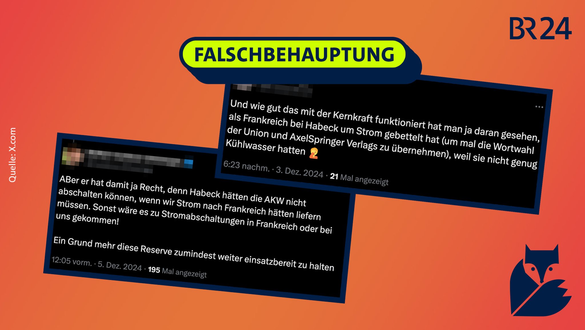 Das Bild zeigt Screenshots von zwei Posts auf X.