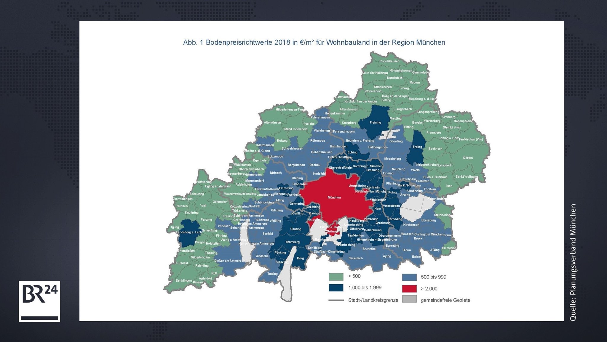 Bodenpreis-Richtwerte für die Region München. 