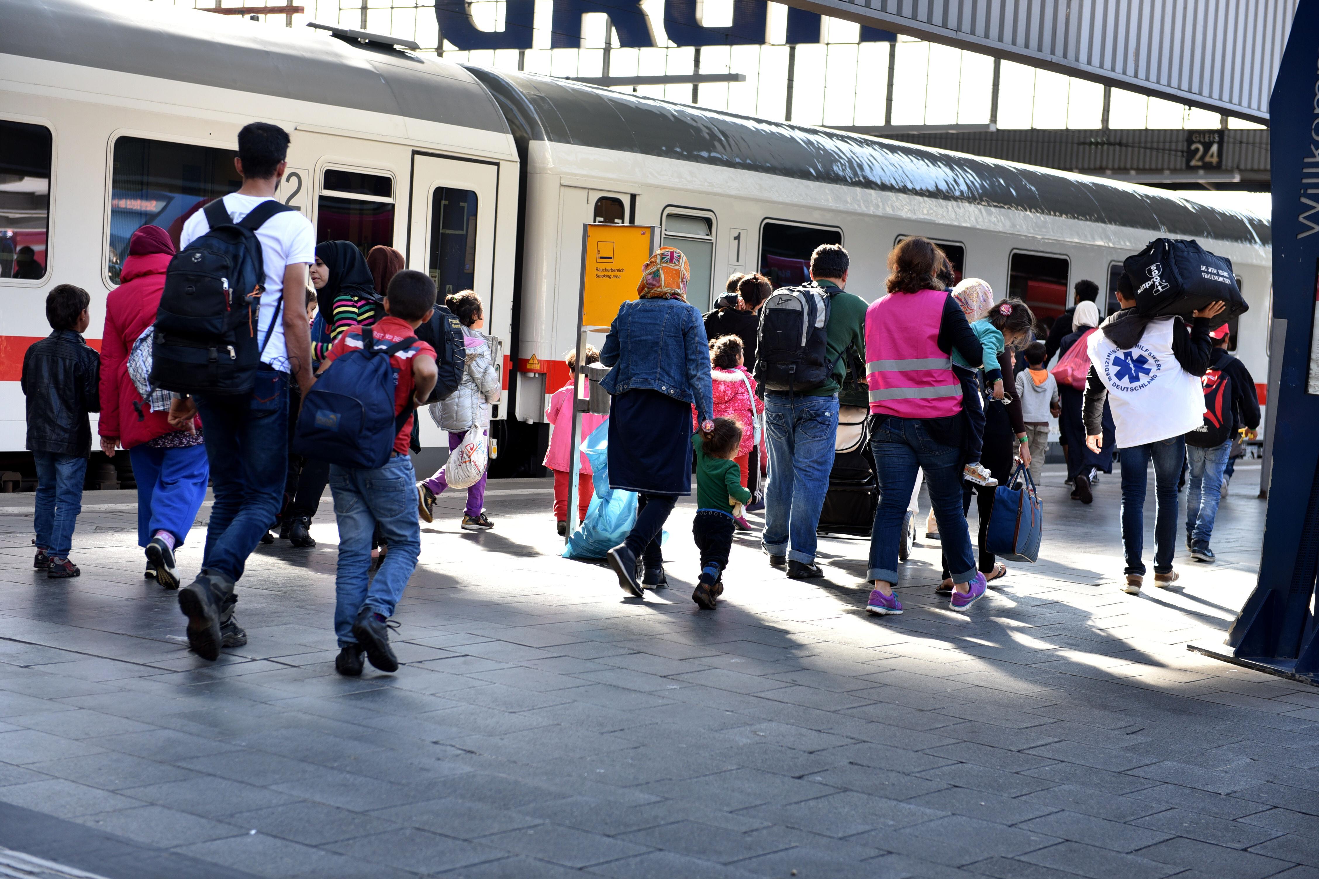 Flüchtlinge bei der Ankunft am Münchner Hauptbahnhof im September 2015.