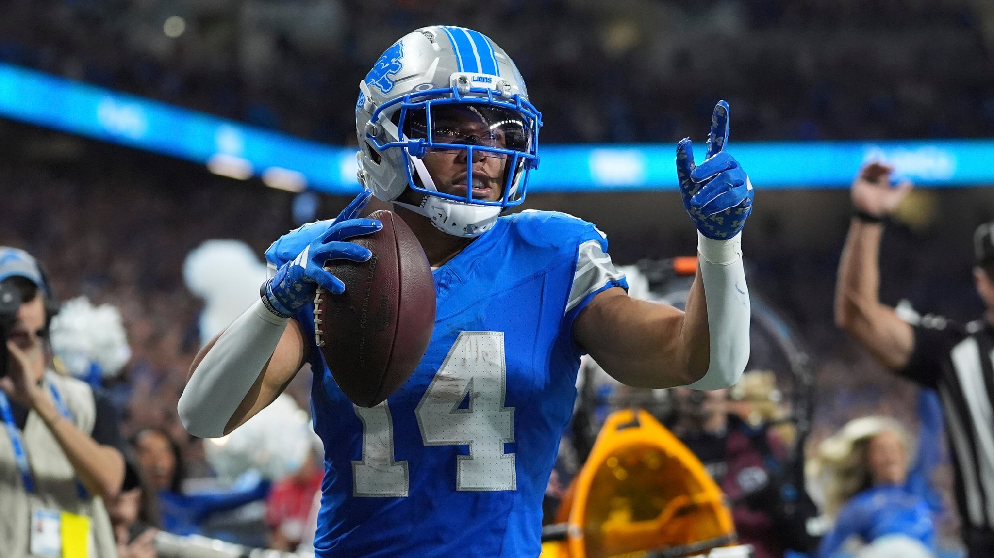 Der Wide Receiver der Detroit Lions Amon-Ra St. Brown.