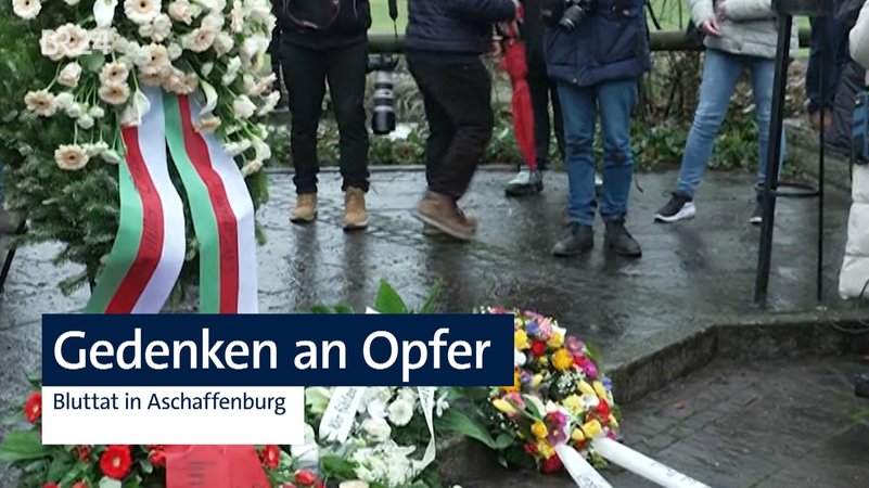 Kranzniederlegung nach Bluttat. | Bild: Bayerischer Rundfunk 2025 Kranzniederlegung nach Bluttat.