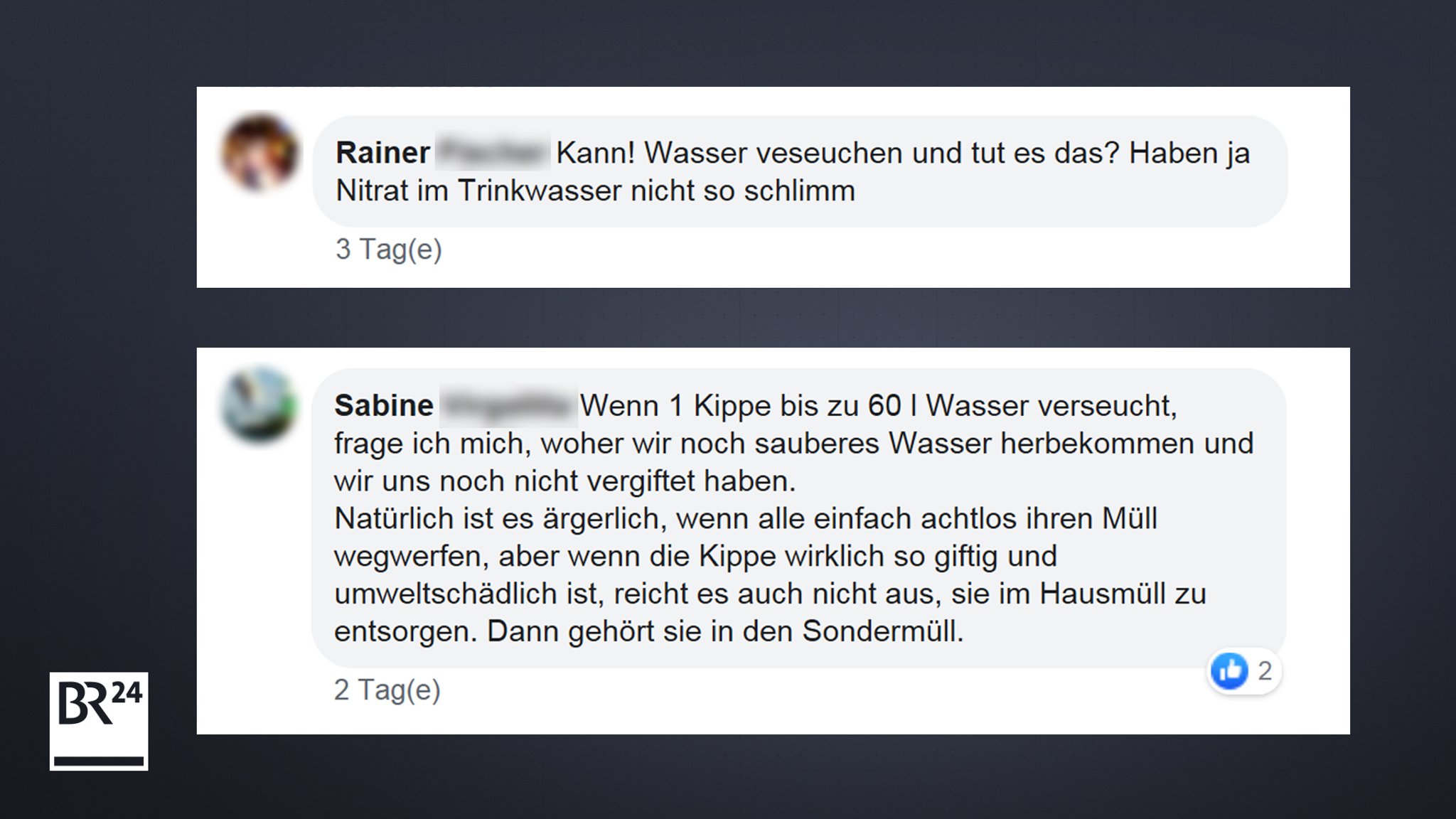 Kommentare auf der Facebook-Seite von BR24