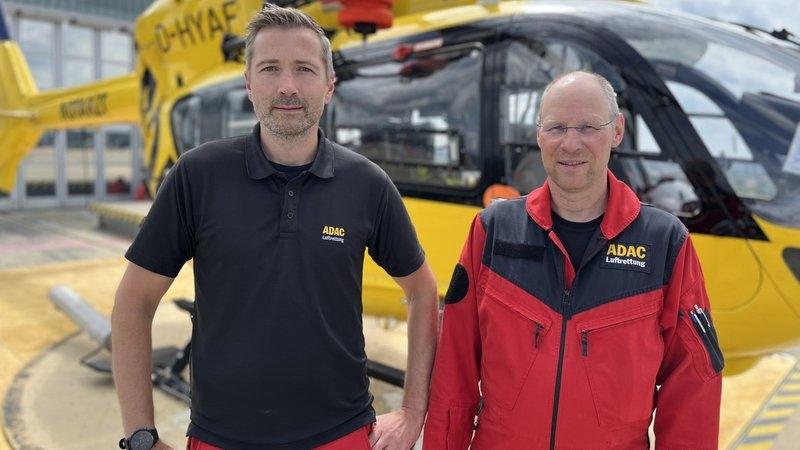 Seit Tagen im Einsatz: Pilot Frank Frieß (links) und Windenoperator Harald Heinlein (rechts)