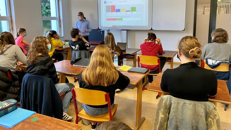 Die Klasse 10D des Gymnasiums Seligenthal analysiert das Wahlergebnis