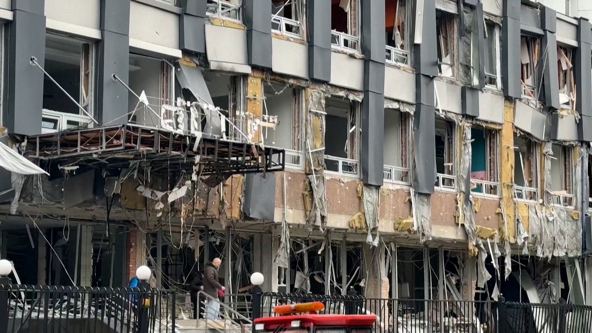 Zerstörtes Gebäude in der Ukraine