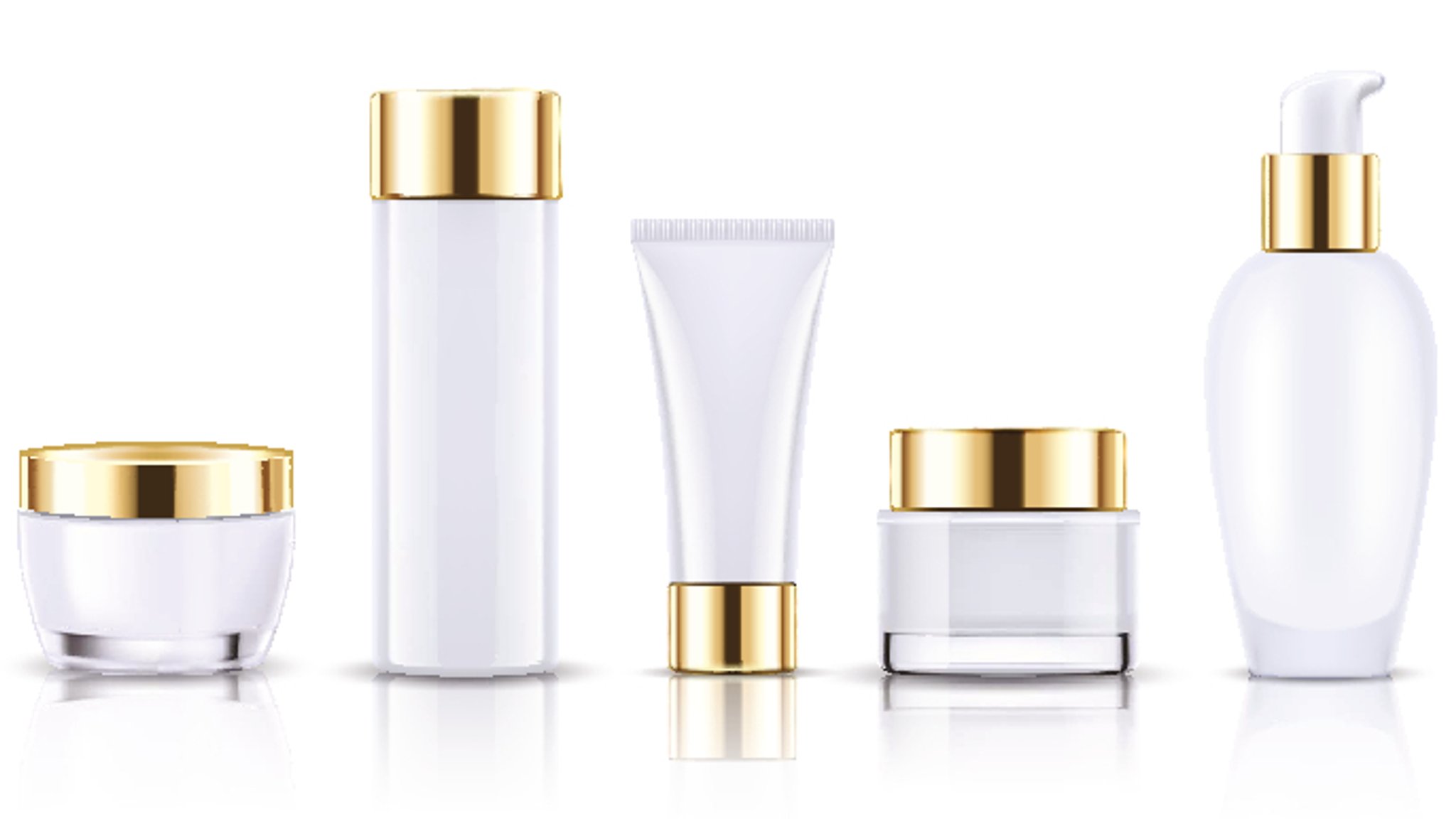 Verschiedene Kosmetikartikel Verpackungen ohne Etikett. 