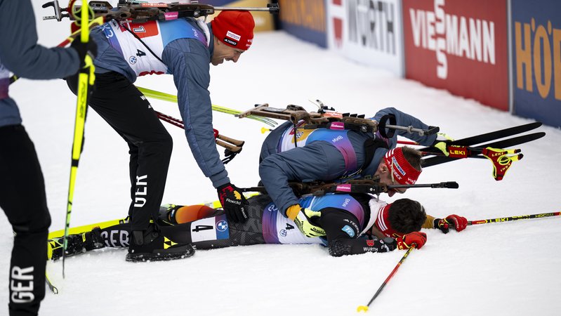 Jubel bei Philipp Nawarth, Johannes Kühn und Philipp Horn (von links) | Bild: dpa/pa Jubel bei Philipp Nawarth, Johannes Kühn und Philipp Horn (von links)