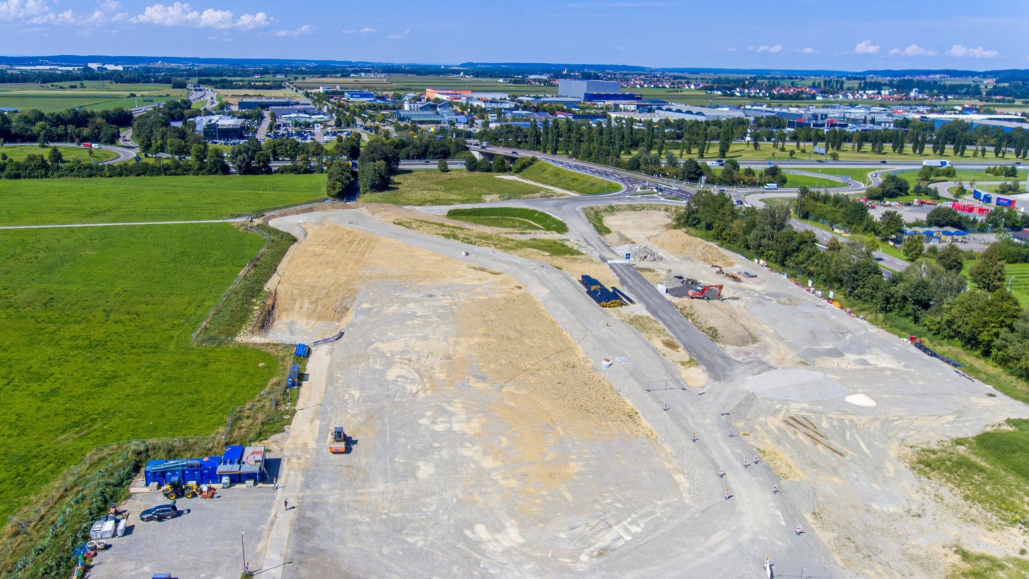 Luftaufnahme des Bauplatzes für das neue Klinikum in Memmingen