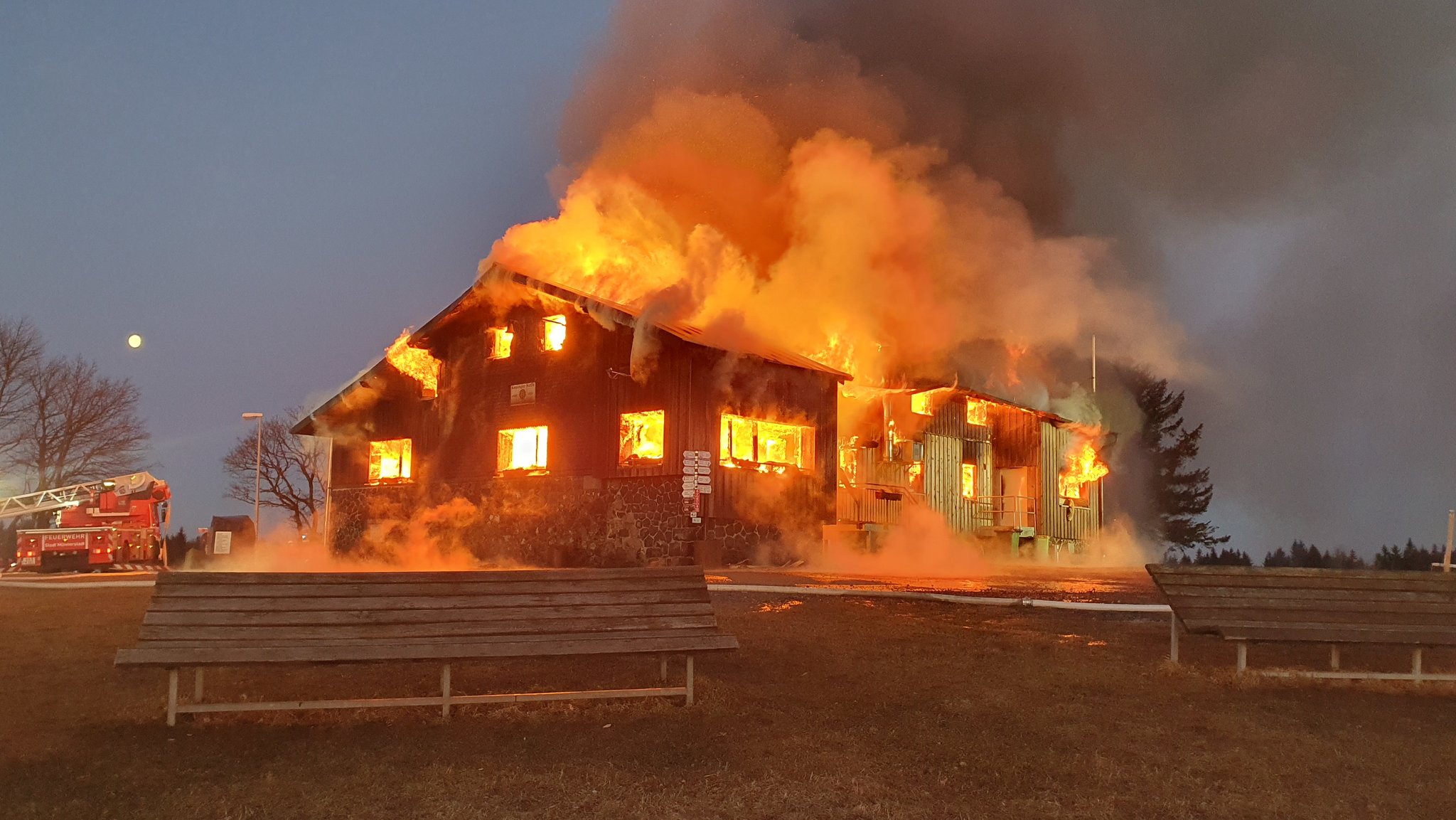 Brand der Kissinger Hütte in der Rhön