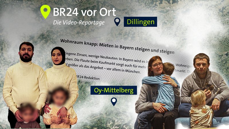 Wohnungnot im Allgäu wie in Nordschwaben: Zwei Familien mit Kindern finden keine Bleibe | Bild: BR/Zacher, Reichart; Collage: Kisiela Wohnungnot im Allgäu wie in Nordschwaben: Zwei Familien mit Kindern finden keine Bleibe