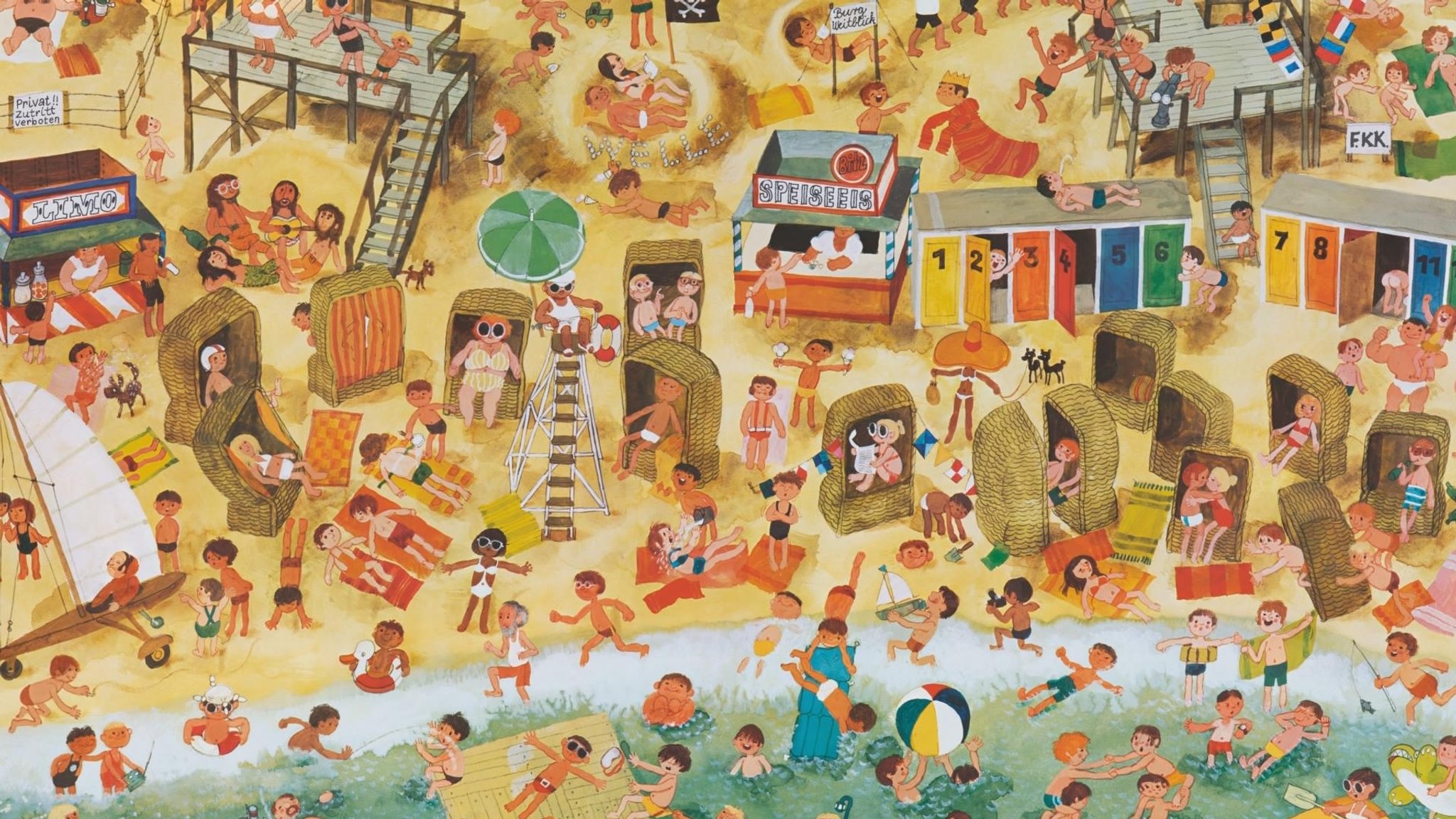 Wimmelbild eines Strandes | Bild: Ali Mitgutsch / Ravensburger Verlag Wimmelbild eines Strandes